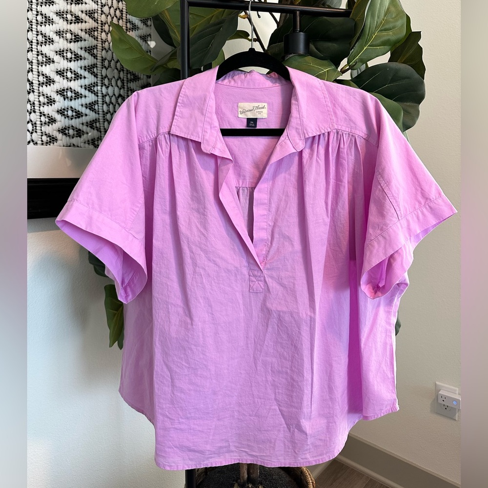 Universal Thread V-Neck Collared Blouse | Lilac Purple
